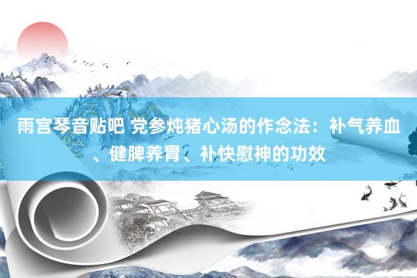 雨宫琴音贴吧 党参炖猪心汤的作念法：补气养血、健脾养胃、补快慰神的功效