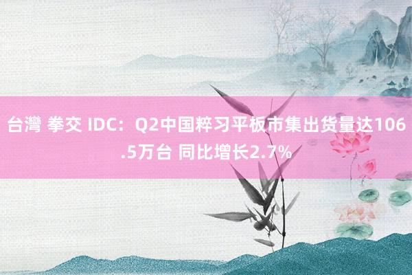 台灣 拳交 IDC：Q2中国粹习平板市集出货量达106.5万台 同比增长2.7%