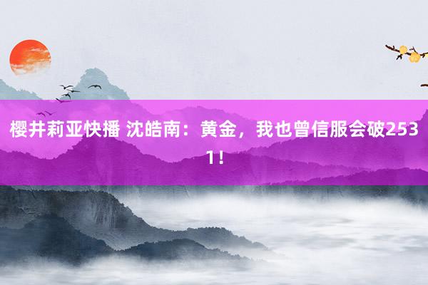 樱井莉亚快播 沈皓南：黄金，我也曾信服会破2531！