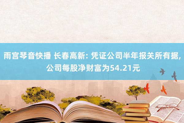 雨宫琴音快播 长春高新: 凭证公司半年报关所有据， 公司每股净财富为54.21元