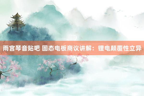 雨宫琴音贴吧 固态电板商议讲解：锂电颠覆性立异