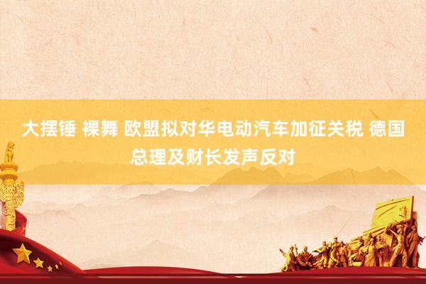 大摆锤 裸舞 欧盟拟对华电动汽车加征关税 德国总理及财长发声反对