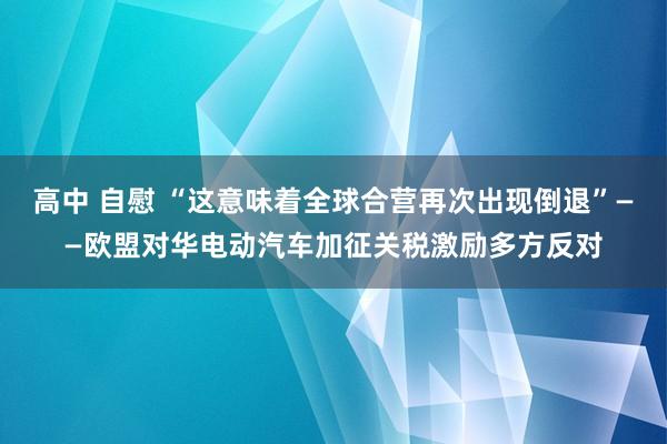 高中 自慰 “这意味着全球合营再次出现倒退”——欧盟对华电动汽车加征关税激励多方反对