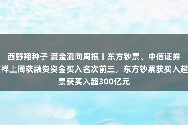 西野翔种子 资金流向周报丨东方钞票、中信证券、中国吉祥上周获融资资金买入名次前三，东方钞票获买入超300亿元