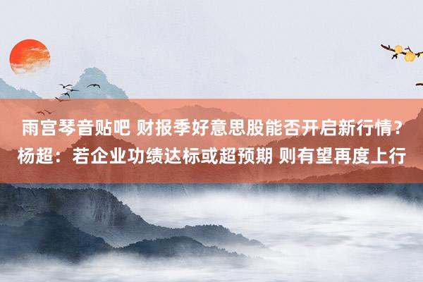 雨宫琴音贴吧 财报季好意思股能否开启新行情？杨超：若企业功绩达标或超预期 则有望再度上行