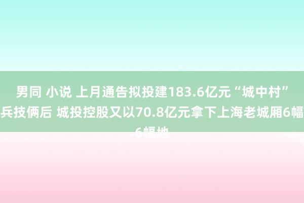 男同 小说 上月通告拟投建183.6亿元“城中村”阅兵技俩后 城投控股又以70.8亿元拿下上海老城厢6幅地