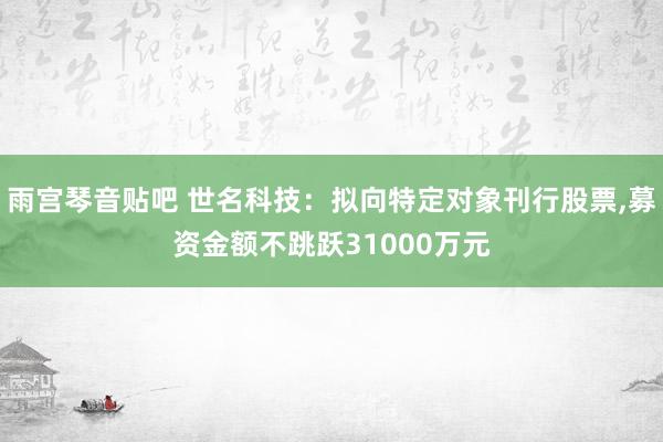 雨宫琴音贴吧 世名科技：拟向特定对象刊行股票，募资金额不跳跃31000万元