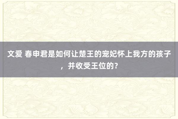 文爱 春申君是如何让楚王的宠妃怀上我方的孩子，并收受王位的？