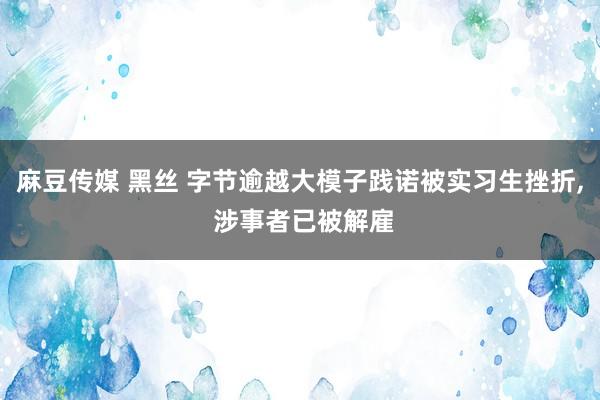 麻豆传媒 黑丝 字节逾越大模子践诺被实习生挫折， 涉事者已被解雇