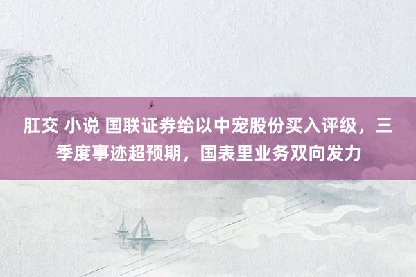 肛交 小说 国联证券给以中宠股份买入评级，三季度事迹超预期，国表里业务双向发力