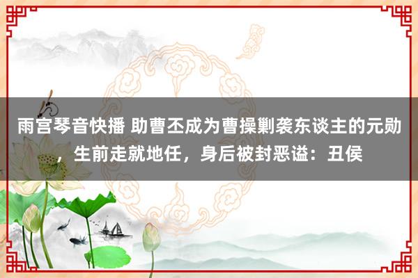 雨宫琴音快播 助曹丕成为曹操剿袭东谈主的元勋，生前走就地任，身后被封恶谥：丑侯