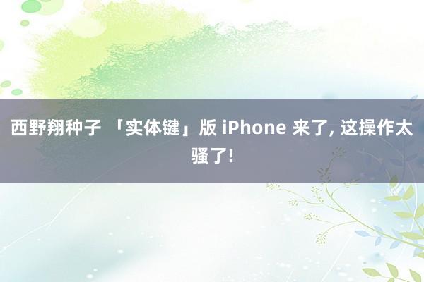 西野翔种子 「实体键」版 iPhone 来了， 这操作太骚了!