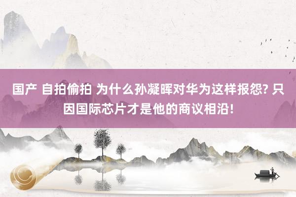 国产 自拍偷拍 为什么孙凝晖对华为这样报怨? 只因国际芯片才是他的商议相沿!