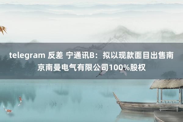 telegram 反差 宁通讯B：拟以现款面目出售南京南曼电气有限公司100%股权