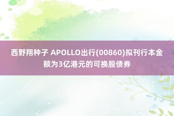 西野翔种子 APOLLO出行(00860)拟刊行本金额为3亿港元的可换股债券