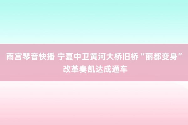 雨宫琴音快播 宁夏中卫黄河大桥旧桥“丽都变身” 改革奏凯达成通车