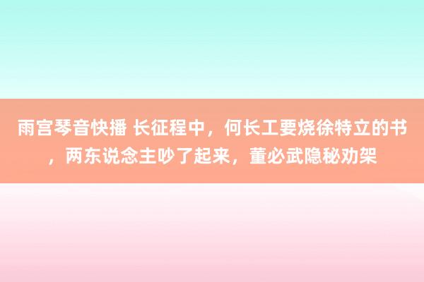 雨宫琴音快播 长征程中，何长工要烧徐特立的书，两东说念主吵了起来，董必武隐秘劝架