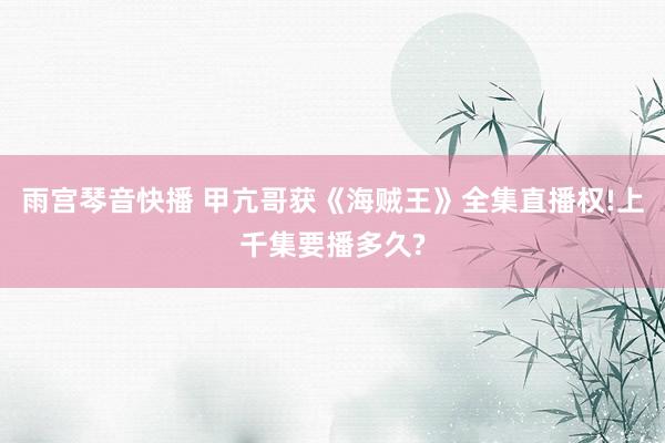 雨宫琴音快播 甲亢哥获《海贼王》全集直播权!上千集要播多久?