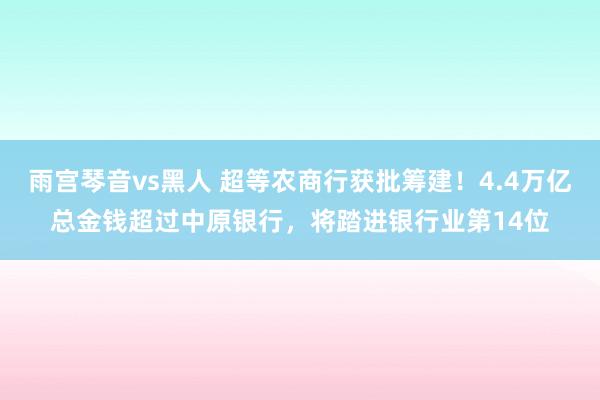 雨宫琴音vs黑人 超等农商行获批筹建！4.4万亿总金钱超过中原银行，将踏进银行业第14位