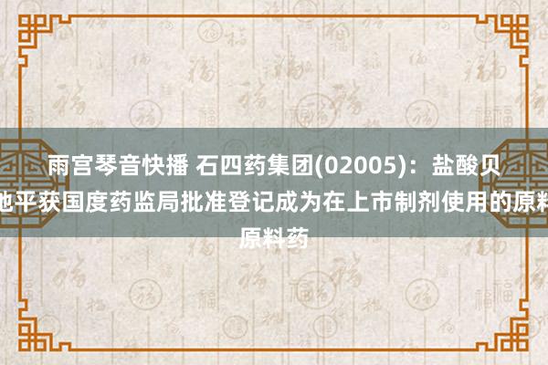 雨宫琴音快播 石四药集团(02005)：盐酸贝尼地平获国度药监局批准登记成为在上市制剂使用的原料药