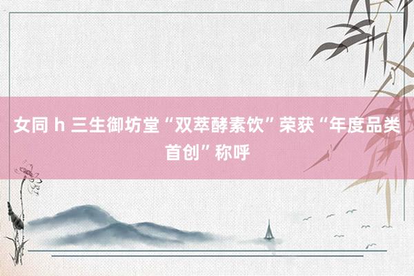 女同 h 三生御坊堂“双萃酵素饮”荣获“年度品类首创”称呼