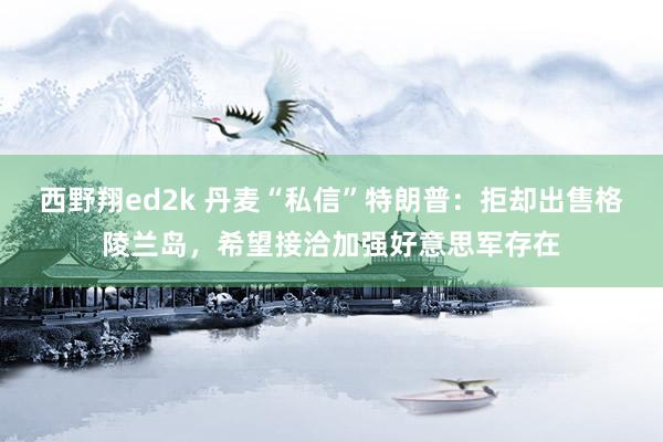 西野翔ed2k 丹麦“私信”特朗普：拒却出售格陵兰岛，希望接洽加强好意思军存在