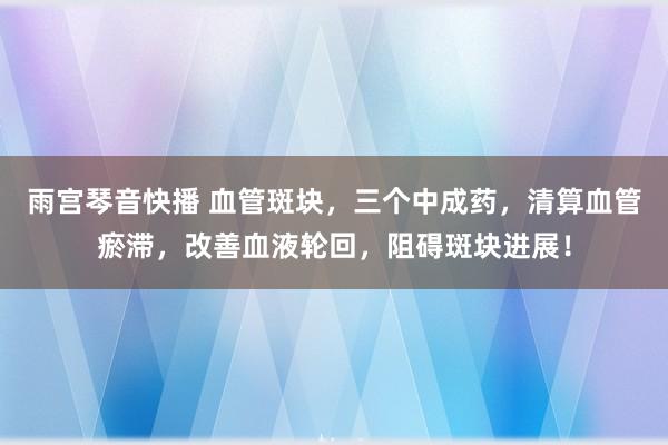 雨宫琴音快播 血管斑块，三个中成药，清算血管瘀滞，改善血液轮回，阻碍斑块进展！