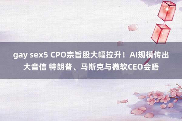 gay sex5 CPO宗旨股大幅拉升！AI规模传出大音信 特朗普、马斯克与微软CEO会晤